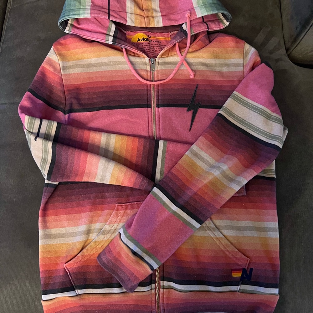 Aviator Nation Multicolor Striped Hoodie